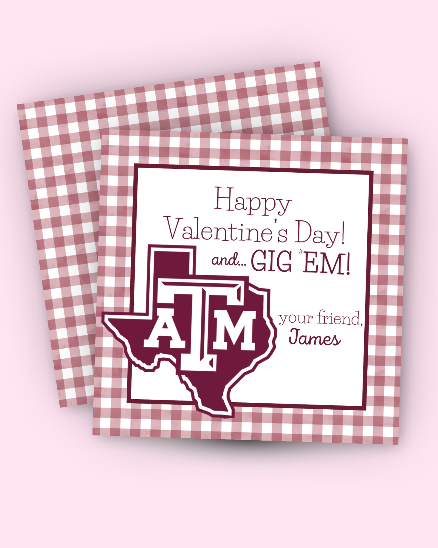 Gig 'em Valentine's Day Gift Tag