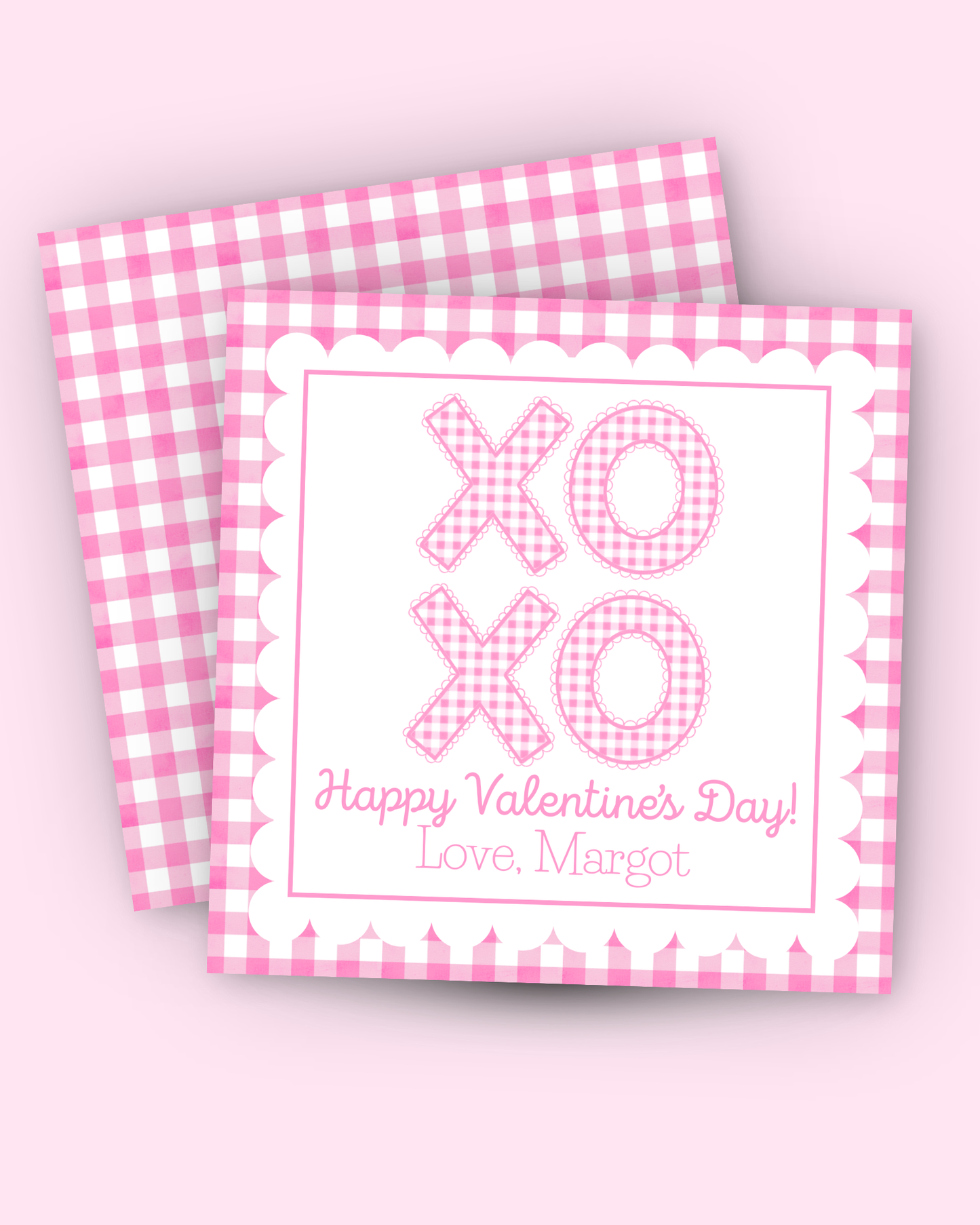Pink Gingham XOXO Valentine's Day Gift Tag