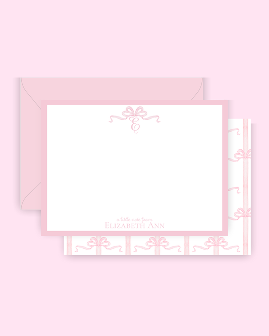 Pink Watercolor Bow Stationery